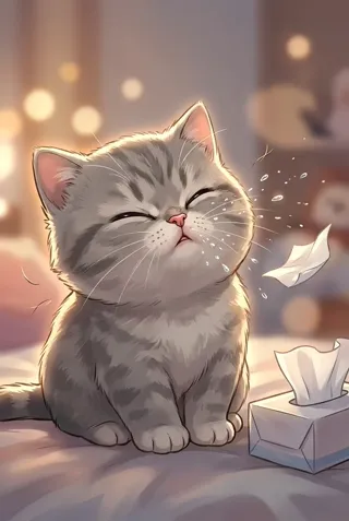 고양이 재채기·콧물, 감기일까?